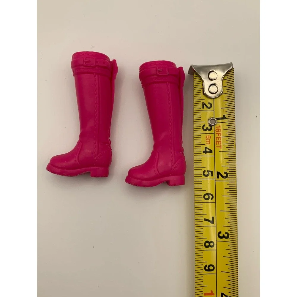 Barbie Stacie Doll Shoes Construction Combat Pink Riding Boots Flat Feet - Picture 4 of 4